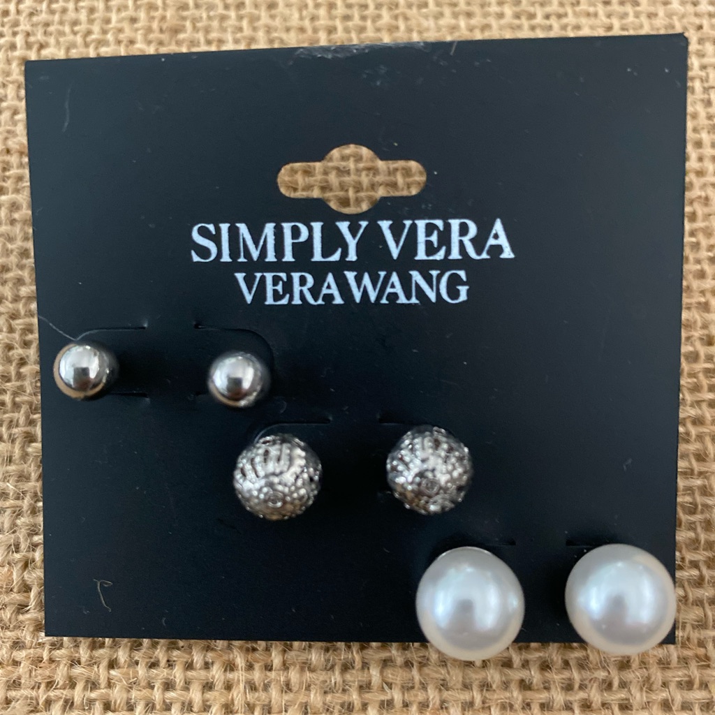 Kohl's Simply Vera Vera Wang Silver And White Pearl Earring Trio